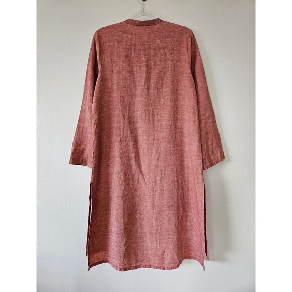 Eileen Fisher Washed Organic Linen Delave Long Shirt, Size S - Picture 6 of 12
